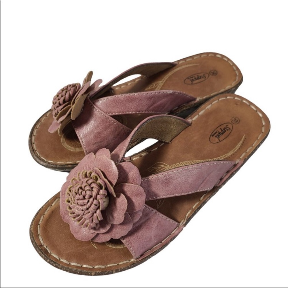 STEPWEL Dusty Rose Cork Heeled Sandals Size 39